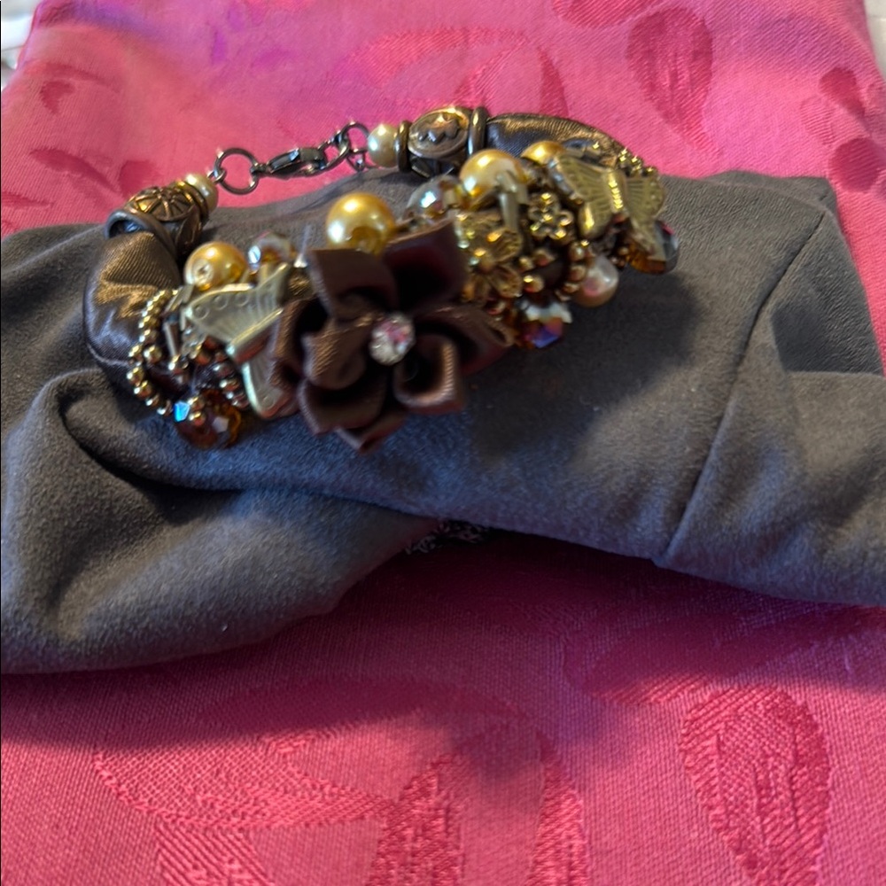 Brown and Gold Beaded Bracelet